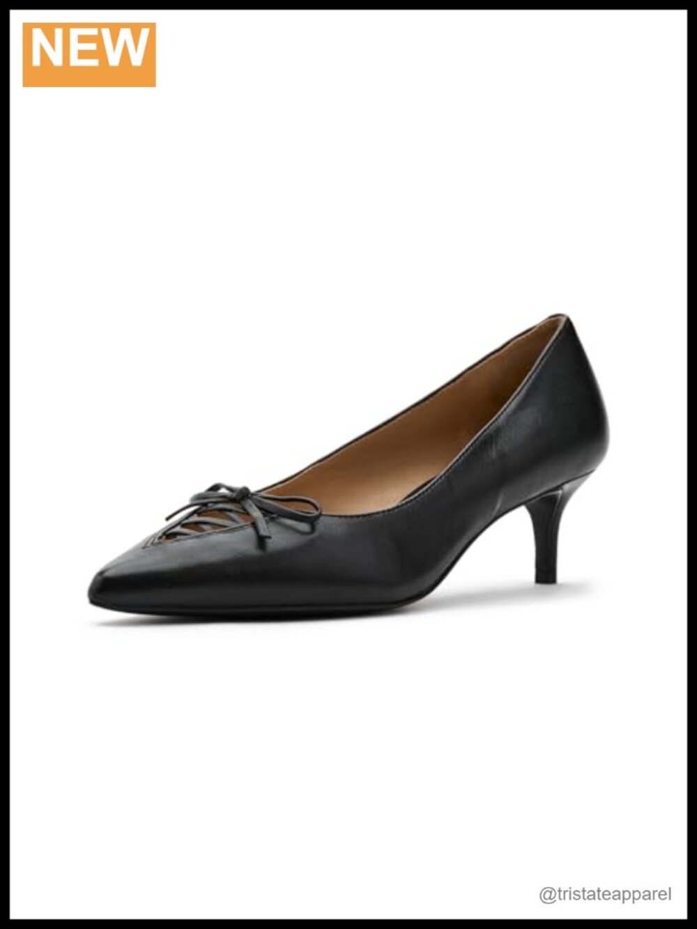 Lace-Up Nappa Leather Kitten Heel Pumps Bow Detail Semi Formal Evening